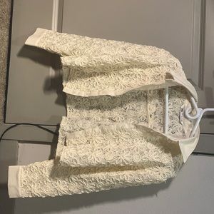 Zara Lace Crop Shirt Beige